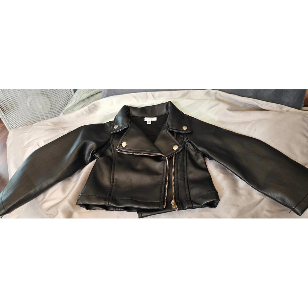 Tahari Moto Jacket 2T Black Asymmetrical Zipper Notched Lapel Edgy Urban